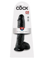 King Cock 10" med testikler – svart realistisk dildo i originalemballasje