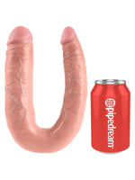 King Cock Large Double Trouble – dobbeltdildo vist ved siden av en brusboks for størrelse