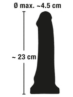 European Lover – svart dildo med mål: 23 cm lang og 4,5 cm i diameter